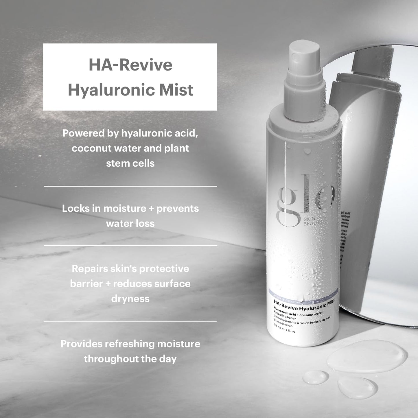 Glo Skin Beauty HA-Revive Hyaluronic Mist - Hydrating Toning Spray | 4 Fl Oz