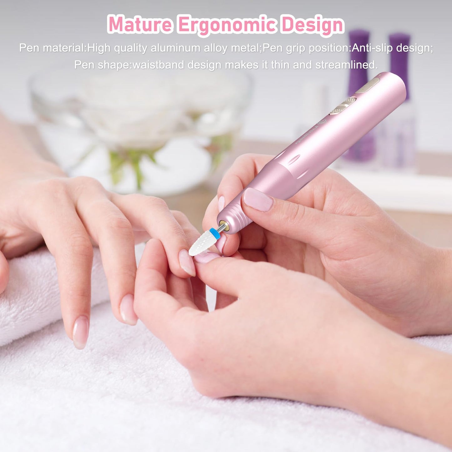 Kafellongs Cordless Electric Nail Drill Electric Nail File and buffers Gel Nail Polish Women Professional Manicure Machine， Acrylic Nail kit Gel dip Powder Nail kit Nail