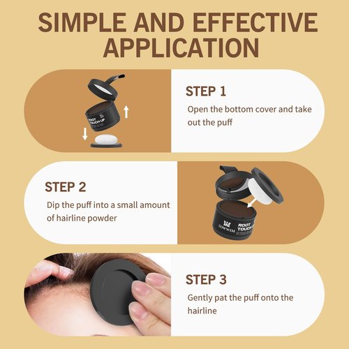 gowwim Hairline Powder(Dark Brown) Hair Root Dye, Instantly Hair Color Shadow Cover Gray Hair Root, Hair Touch-Up, Thin Hair Powder 4 g