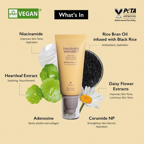 Haruharu Wonder Black Rice Daily Sunscreen - Hydrating, Velvet Finish, No White Cast | 1.69 fl. oz.