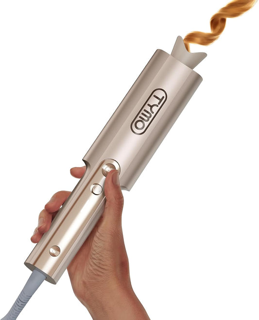 TYMO CurlPro Plus Automatic Curling Iron - Upgraded 1-Inch Long Barrel, Anti-Scald, Tangle-Free, Gold