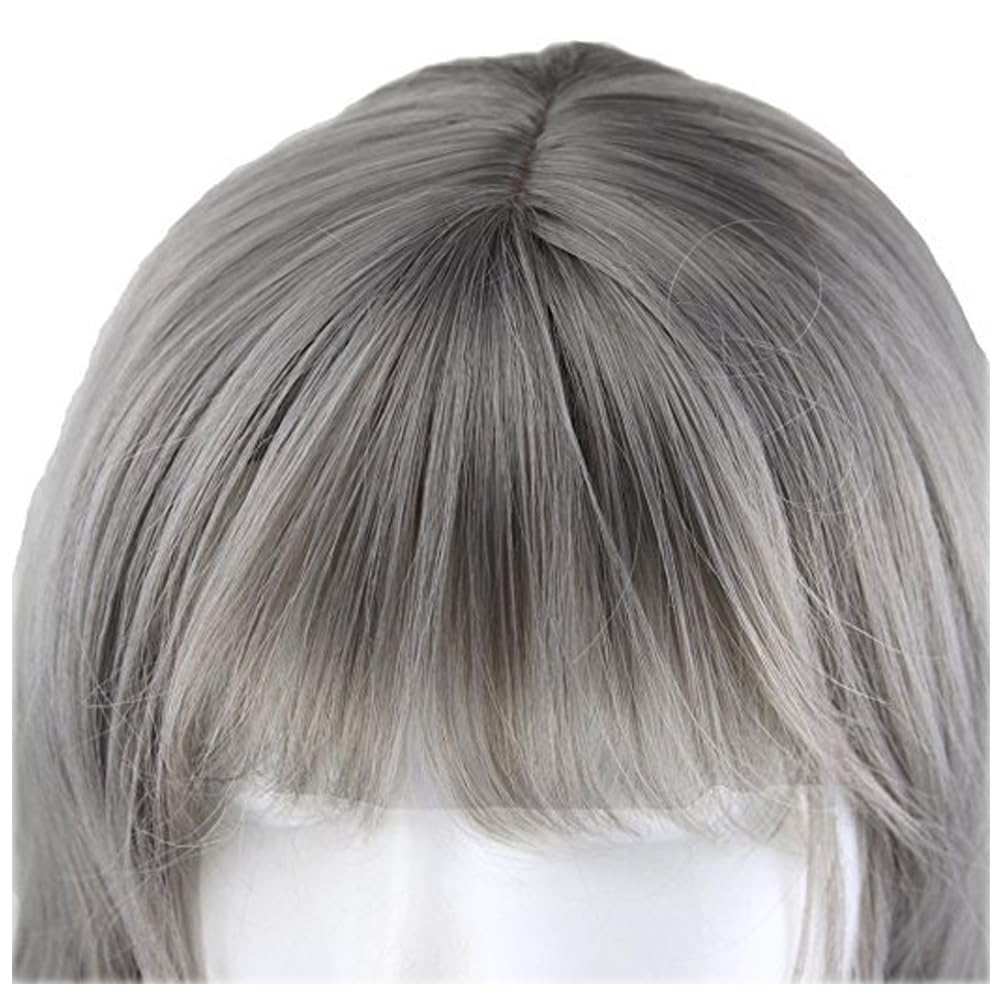 RightOn Fashion Women Girls Milk Grey Long Curly Soft Wave Cosplay Wig with Wig Cap