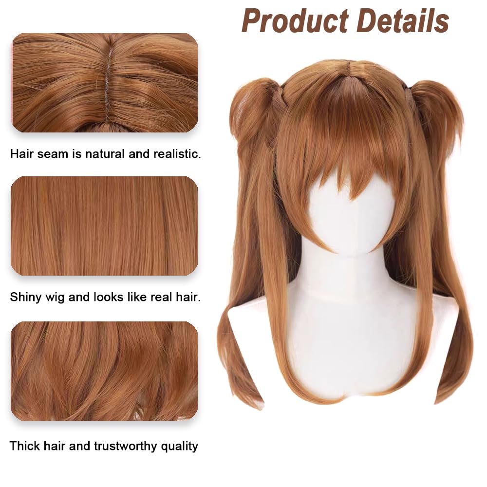 SEISAIDO Long Orange Wig Anime Cosplay Wig With 2 Detachable Ponytails Straight Hair + Cap for Halloween Costume Party