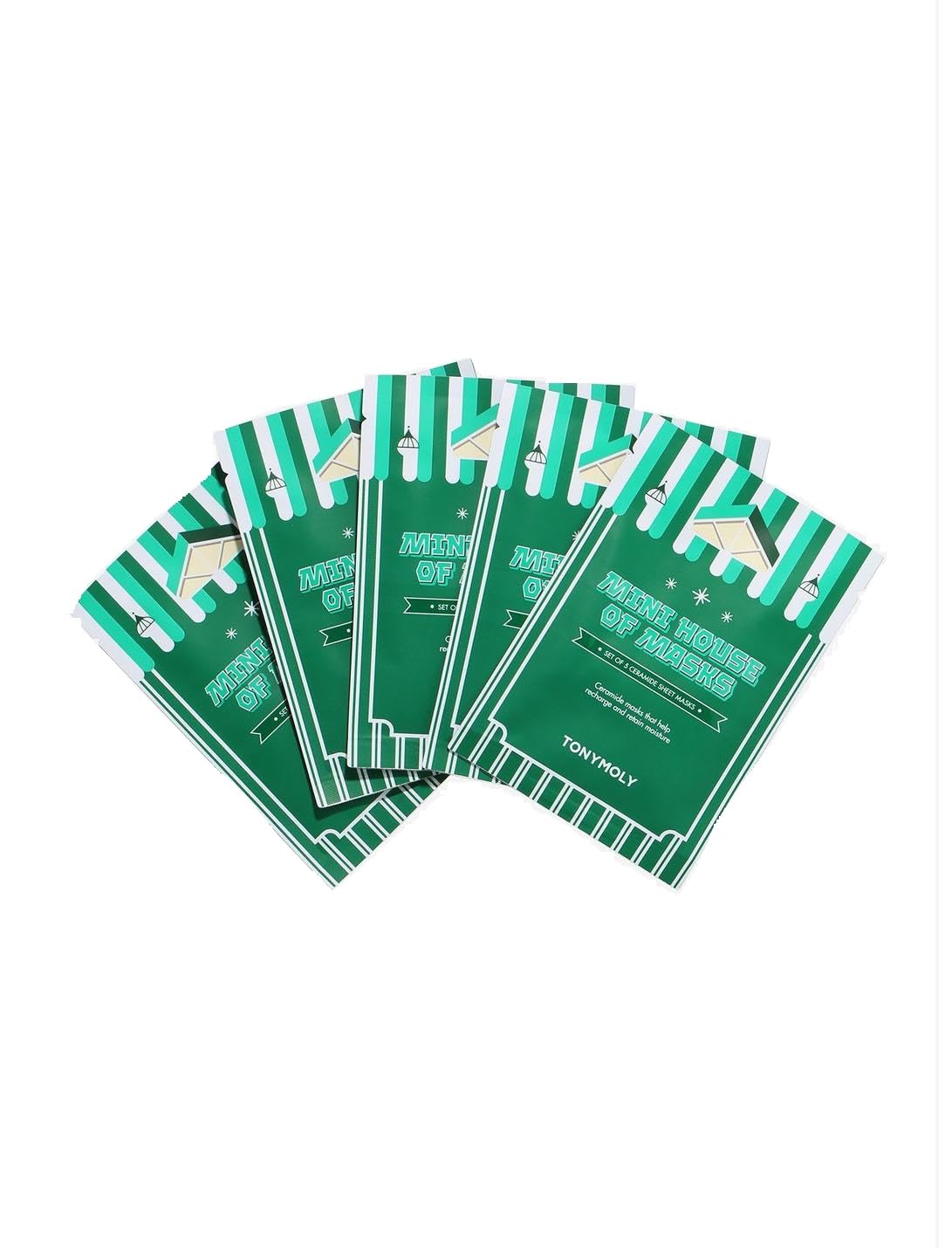 TONYMOLY Mini House of Masks 5pc Ceramide Acid Sheet Mask Set – Hydrating & Barrier-Repair Korean Face Masks with Hyaluronic Acid – Strengthens Skin Barrier, Moisturizes & Soothes, K-Beauty Gift Set