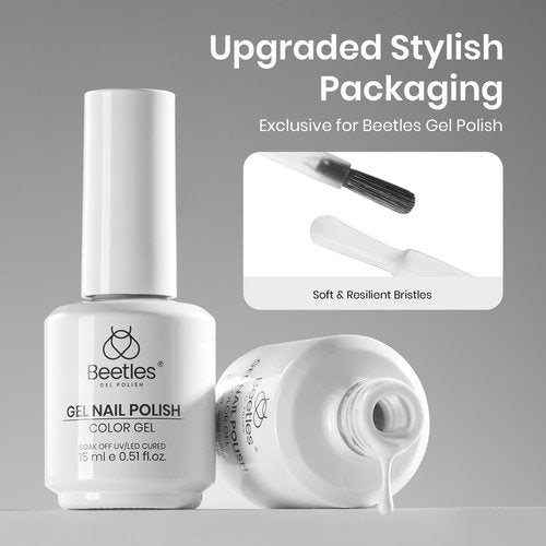 Beetles White Gel Nail Polish - 15ML Full Size French UV Nail Polish Soak Off Nail Art Manicure Salon DIY Design Home Snowdrop Gift for Woman Colorful Bottle Gel