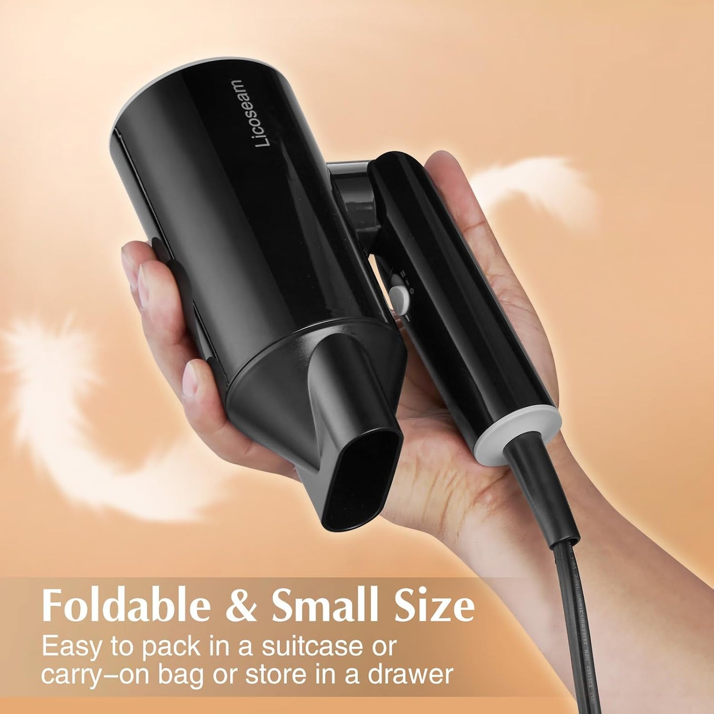 Skiennix Hair Dryer - 1600W Compact Foldable Blow Dryer for Fast Drying - Sleek Black Design
