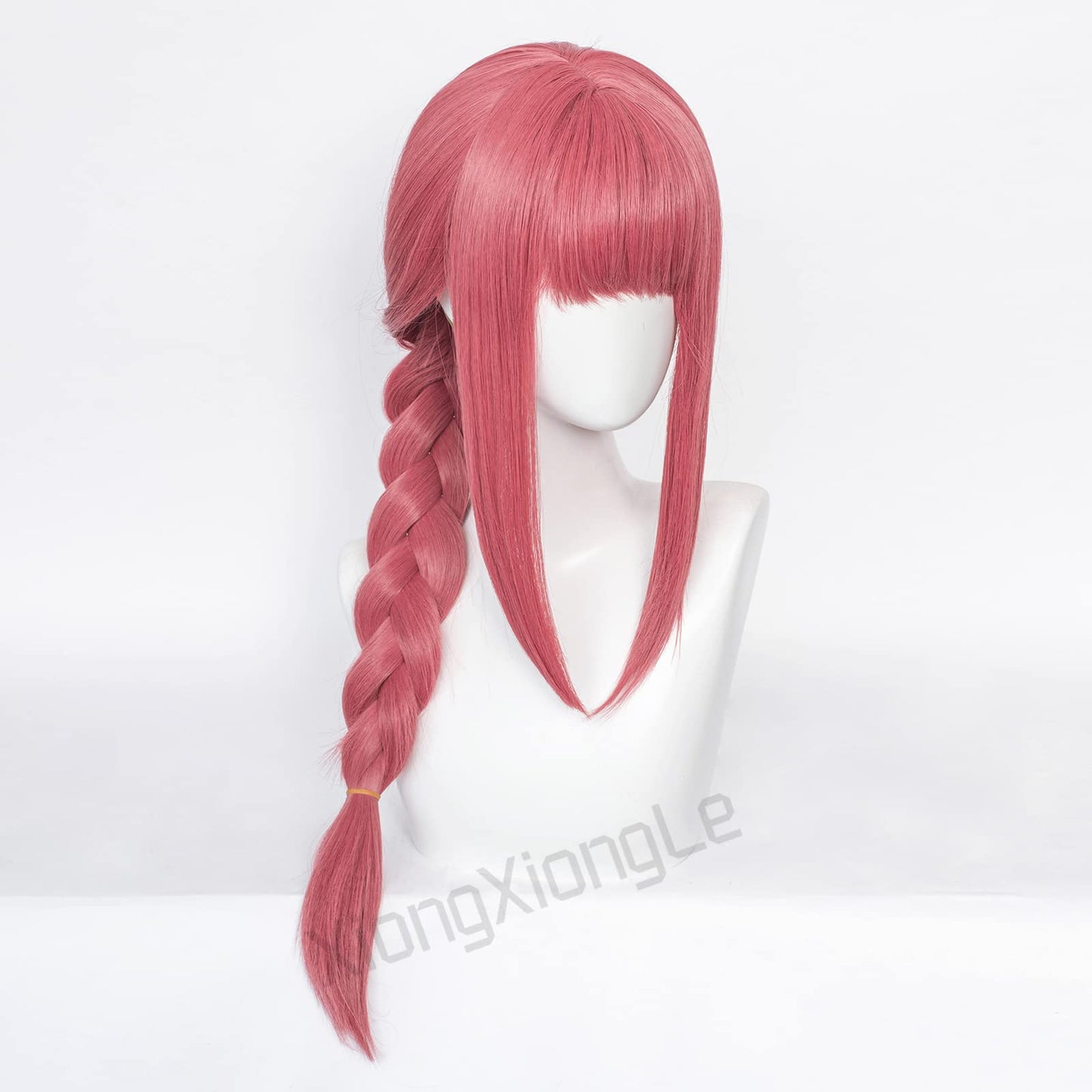 XiongXiongLe Makima Long Pink Braids Cosplay Wig Anime Chainsaw Man Heat Resistant Fiber Synthetic Costume Hair with Cap Wig for Party Halloween(Makima)