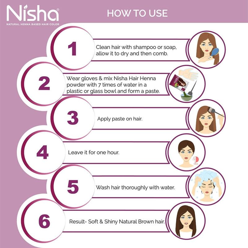 Nisha Henna Based Color Dye For Hair (1.05 Ounce (Pack of 6), Natural Brown)