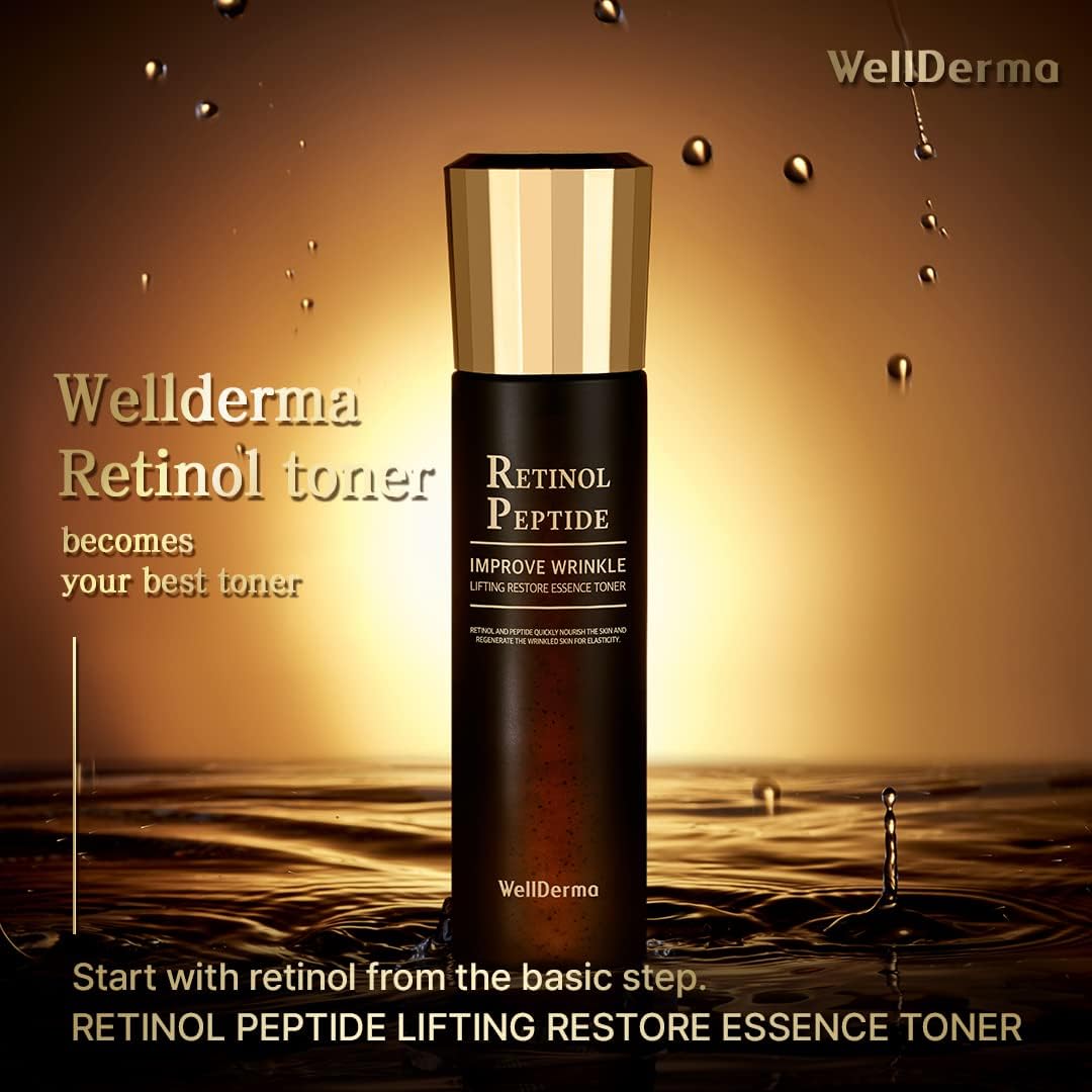 WellDerma Retinol Peptide Restore Essence Toner - Hydrating & Balancing 150mL with Collagen & Niacinamide
