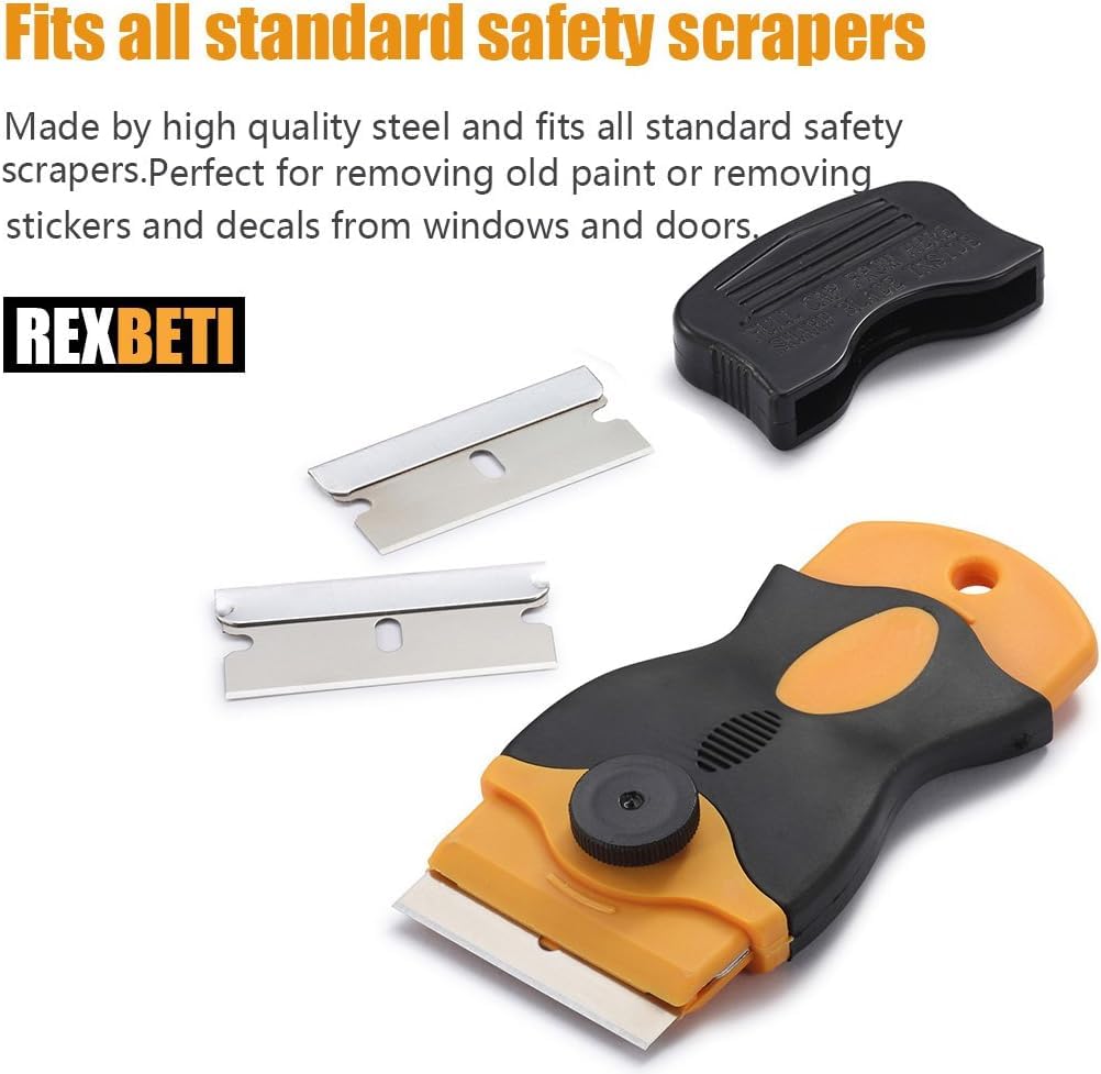 REXBETI 800PCS Single Edge Razor Blades, Industrial Scraper Razor Blades, One Edge Razor Blade, Replacement Box Cutter Blades, Suitable for Removing Labels, Decals, Stickers