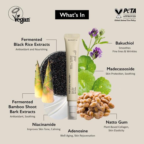 Haruharu Wonder Black Rice Bakuchiol Eye Cream - Anti-Aging, Natural Retinol Alternative | 0.67 fl. oz / 20ml | Cruelty-Free, EWG-Green