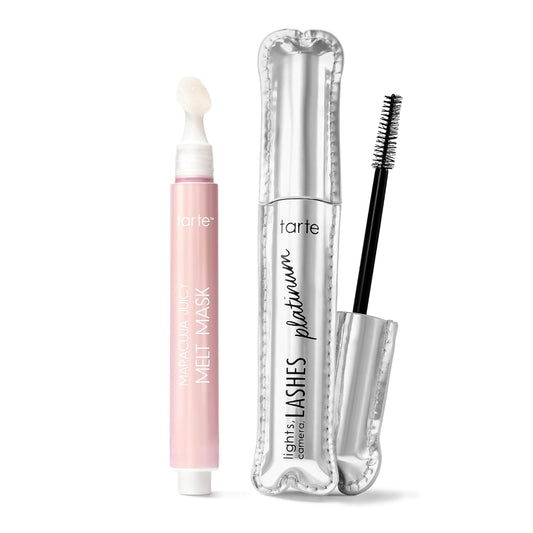 Tarte Lights, Camera, Lashes Platinum Voluminizing Mascara & Maracuja Juicy Melt Mask Set - Perfect for Lush Lashes