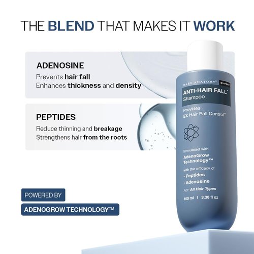 Bare Anatomy Anti Hair Fall Shampoo | 5x Hair Fall Control & Growth | Contains Biotin Adenosine, & Peptides | For All Hair Types | For Women & Men | 100ml