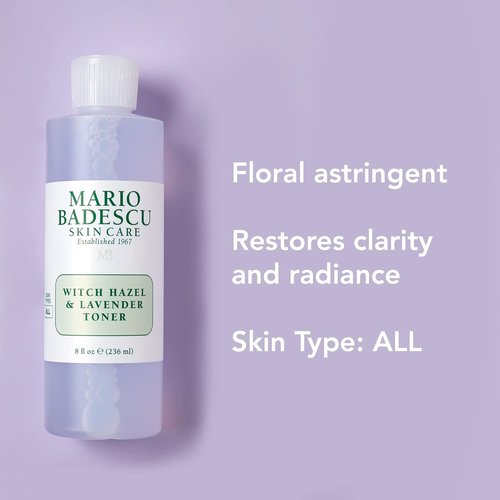 Mario Badescu Witch Hazel Facial Toner - Alcohol-Free, Infused with Lavender & Aloe Vera, 8 Fl Oz