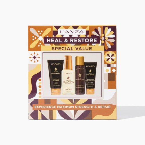 L'ANZA Keratin Healing Oil Hair Care Kit - Travel Size Shampoo, Finishing Spray & Reconstructor | Gift Box (1.7/2/0.68 Fl Oz)