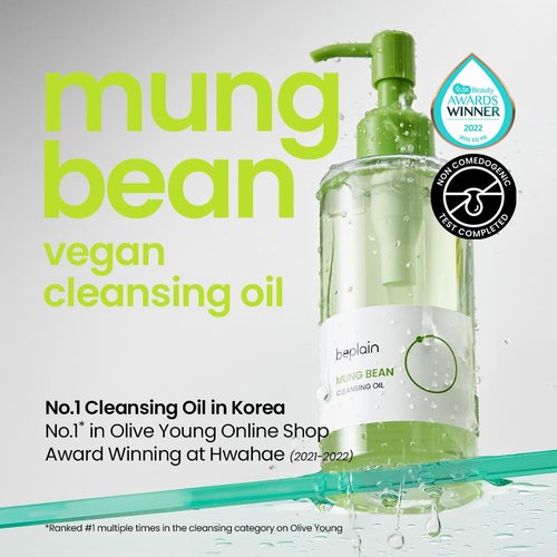 Beplain Mung Bean Cleansing Oil - Fragrance-Free & Non-Comedogenic | 6.76 fl. oz | Deep Pore Cleanser for Sensitive Skin