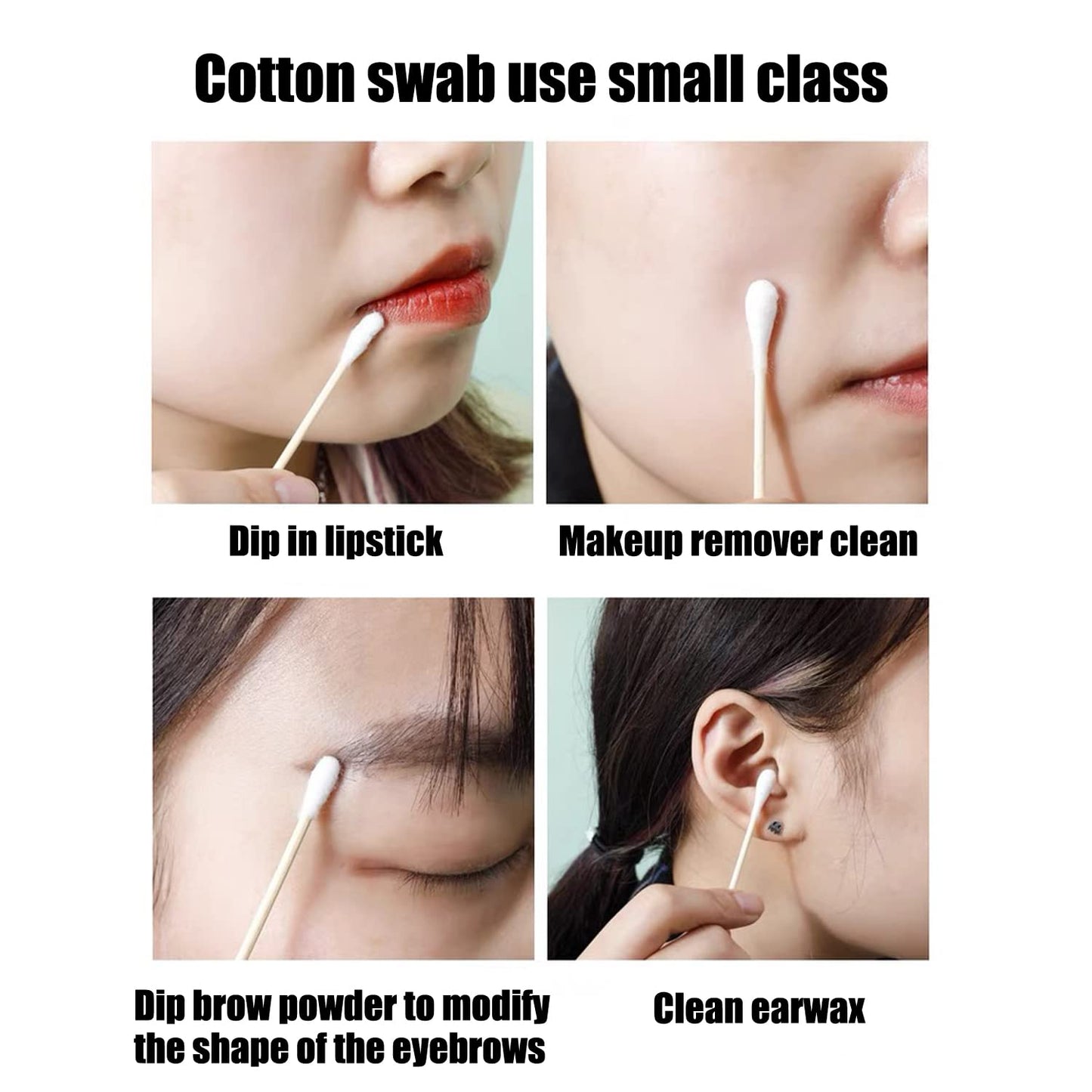 Skiennix XL Size Organic Bamboo Cotton Swabs - Extra Absorbent Biodegradable Double Tips