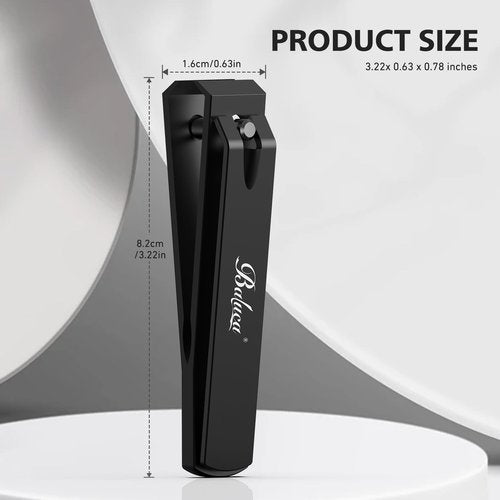 Heavy Duty Straight Blade Nail Clippers for Thick Toenails, Professional Stainless Steel Fingernail Toenail Clippers Trimmers - Thick Wide Jaw Toe Nail Clippings for Seniors, Men & Women (Black)