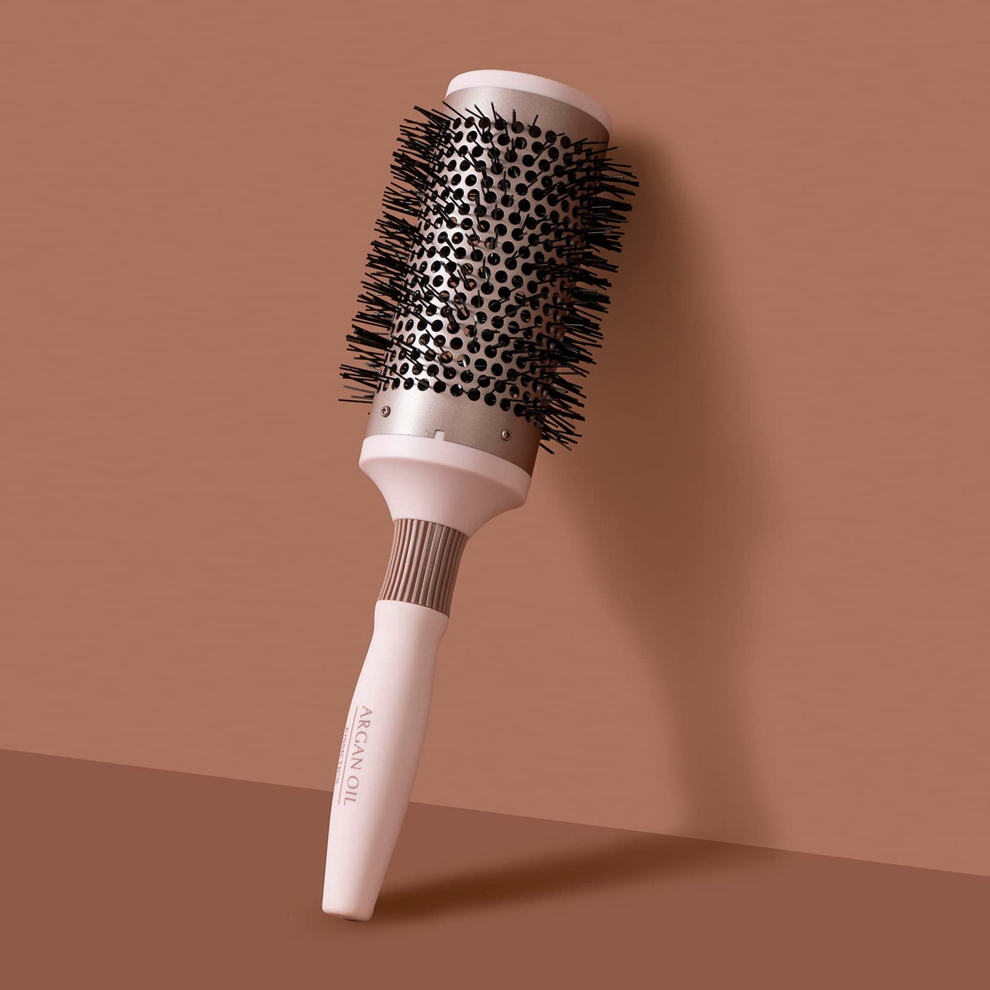 KISMETICS Fast Dry Round Brush with Ceramic Ion Thermal Barrel and Nylon Bristles,Argan oil Round Hair Brush for Blow Drying,Styling,Curling,Straightening, for All Hair Types-53mm