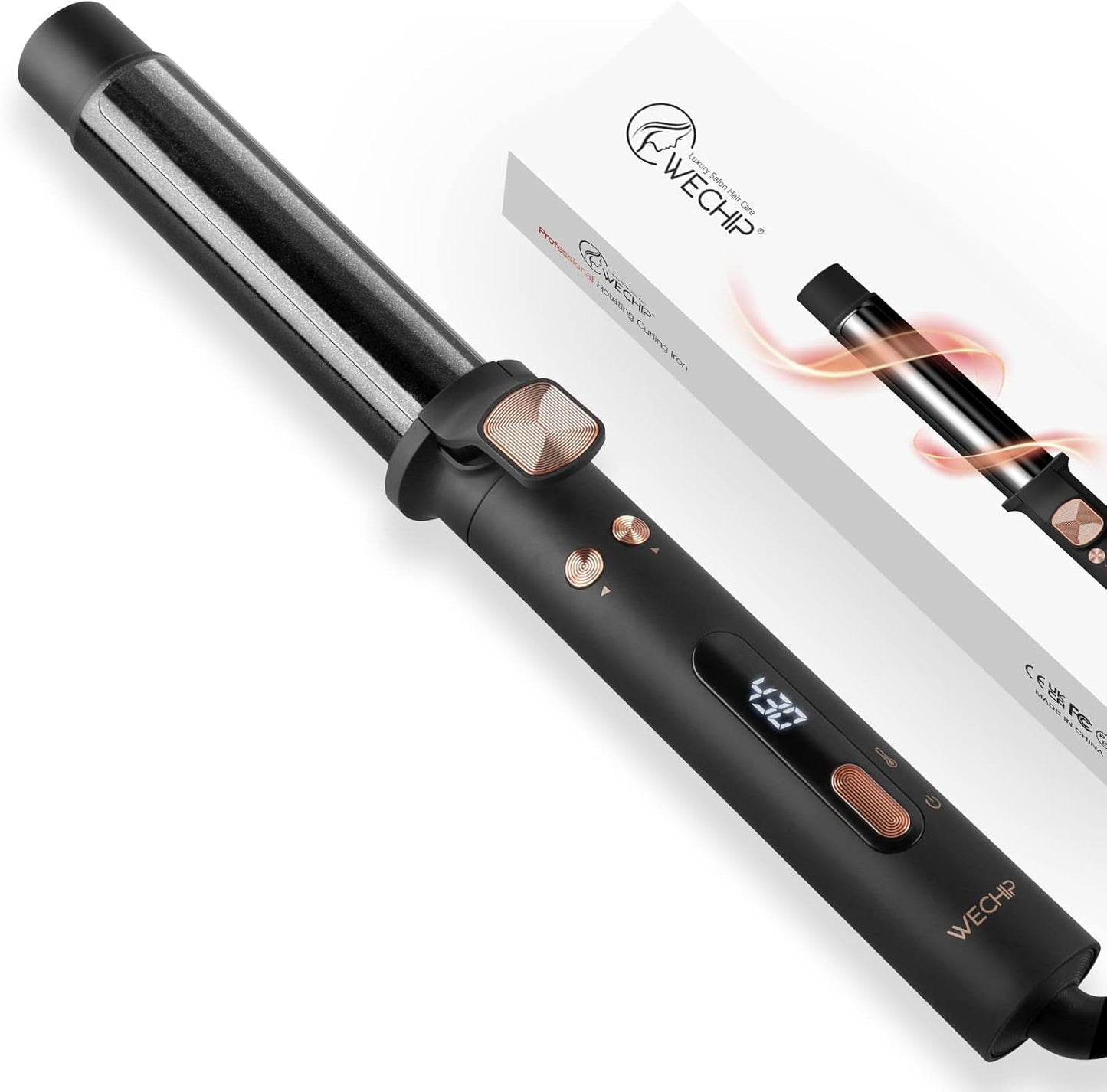 WeChip Automatic Curling Iron - 1.25 Inch Tourmaline Ceramic Curling Wand for All Hair Types | 5 Heat Settings Up to 430°F