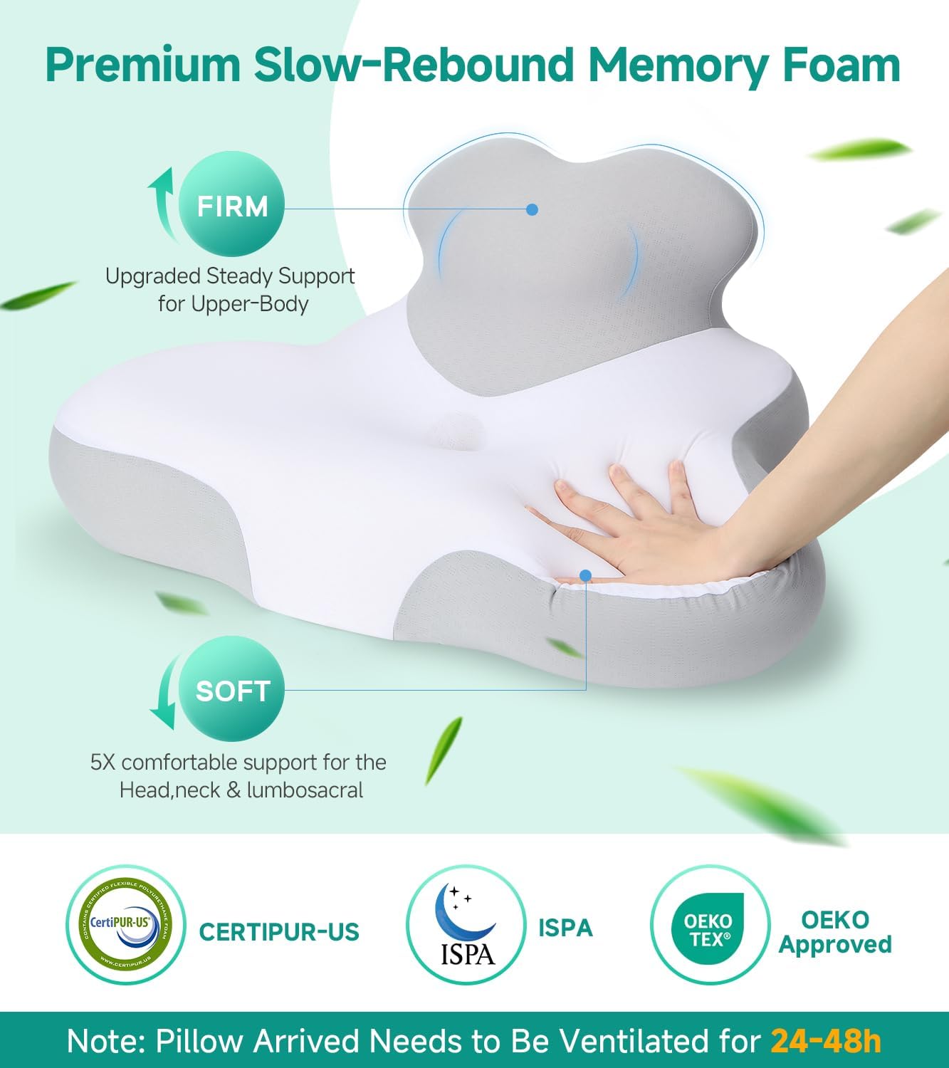 Skiennix Bed Wedge Pillow - 10 Inch Memory Foam for Sleep Apnea, Acid Reflux & Back Pain Relief