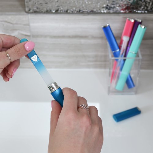 Bona Fide Czech Glass Files for Nails, 5-Piece Manicure Glass Fingernail Files with Cases (Malibu Color Set)