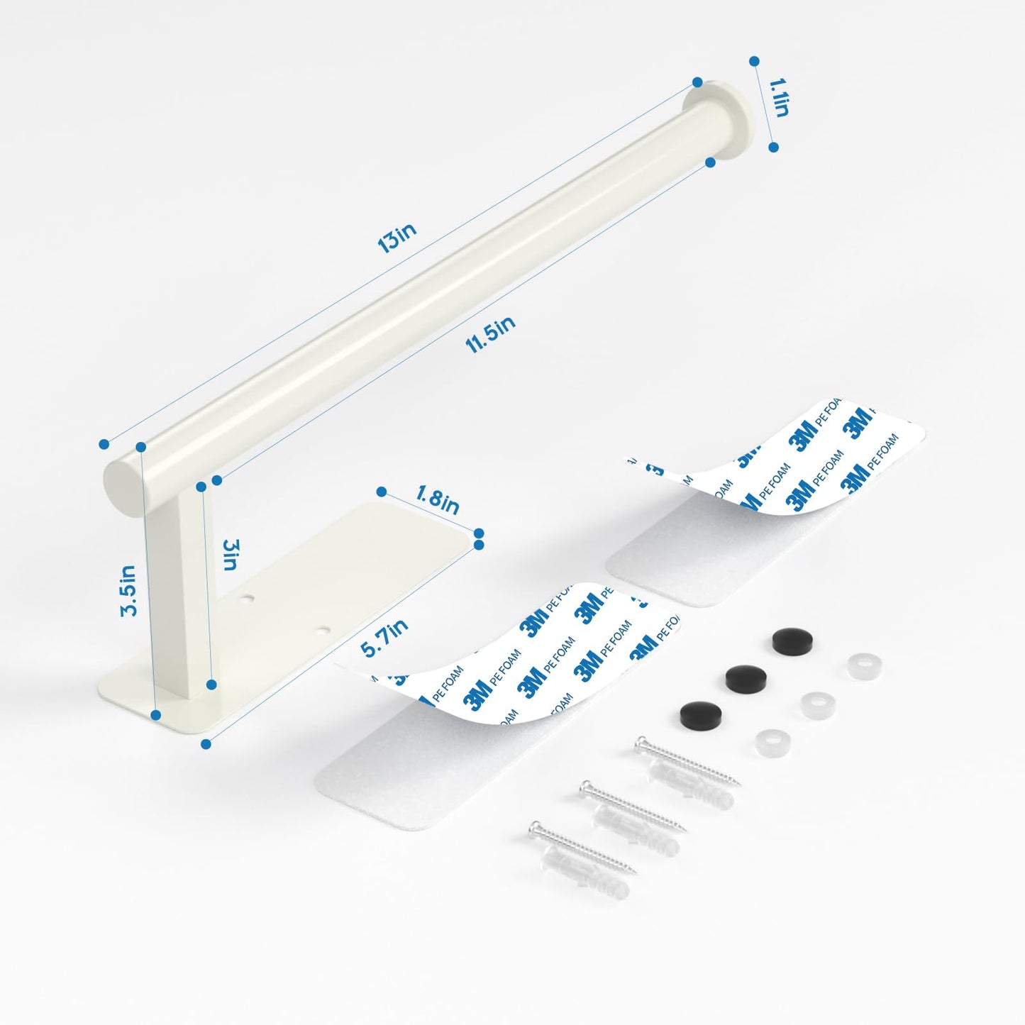 ASTOFLI Paper Towel Holder Under Cabinet No Drilling, Self Adhesive Paper Towel Holder Wall Mount for Kitchen Rack, Under Counter Napin Holder No Drill, 304 Stainless Steel Matte Black