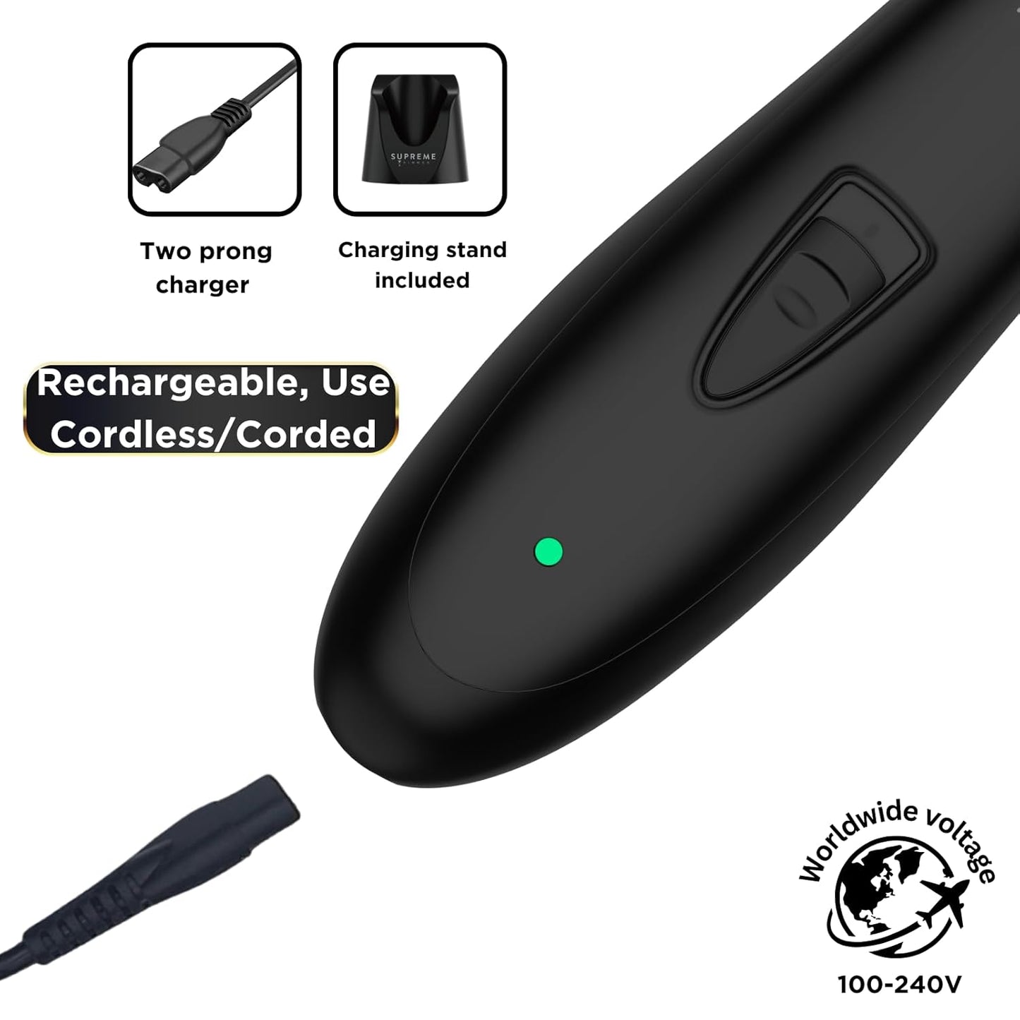 Supreme Trimmer T Shaper - Cordless Quiet Beard & Hair Trimmer for Men | 120 Min Runtime, Zero-Gap Blade | Perfect for Sensitive Skin & Kids | ST5206