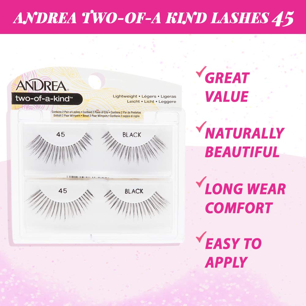 Andrea Two of a Kind False Lashes #45 Black, 2 Pack