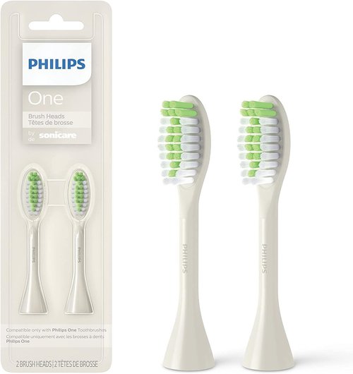Philips One by Sonicare Replacement Brush Heads - 2-Pack, White | Superior Cleaning Performance