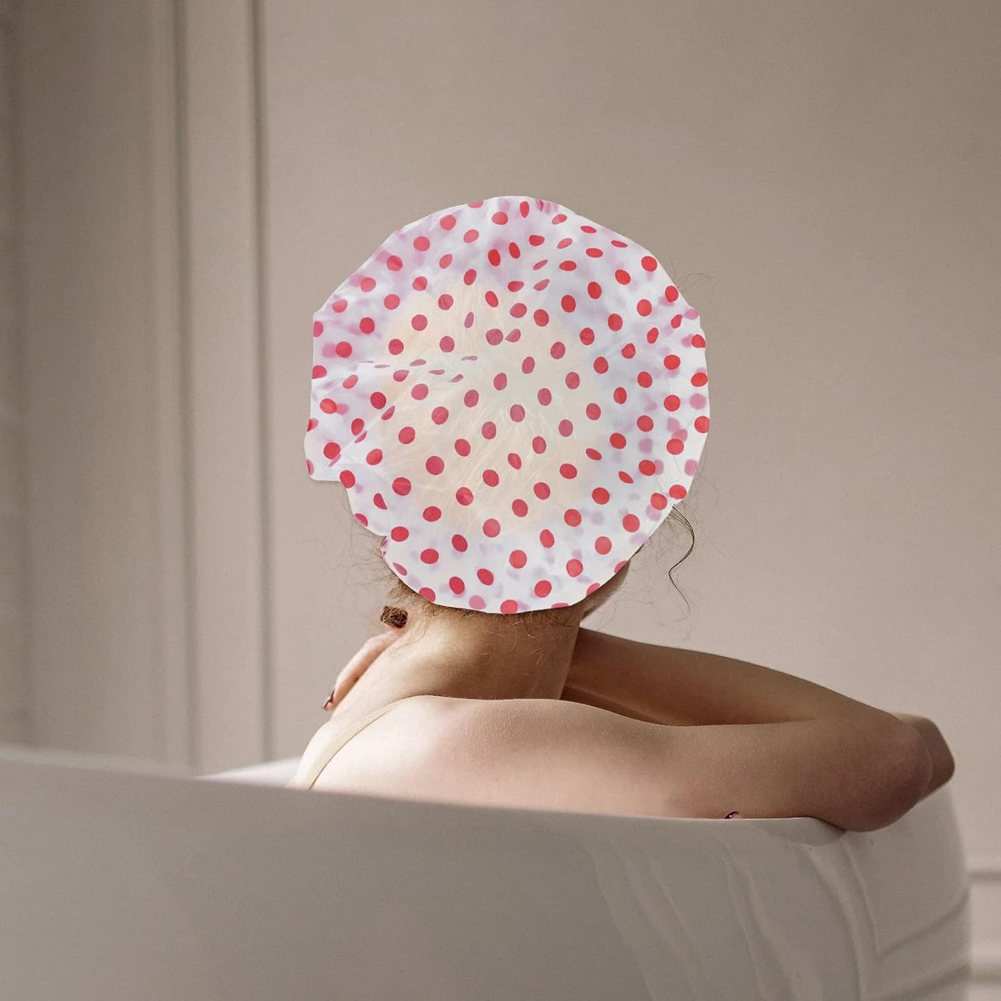Skiennix Shower Caps - Reusable Waterproof Elastic Caps for Women | 3-Pack in Red, Green, Blue