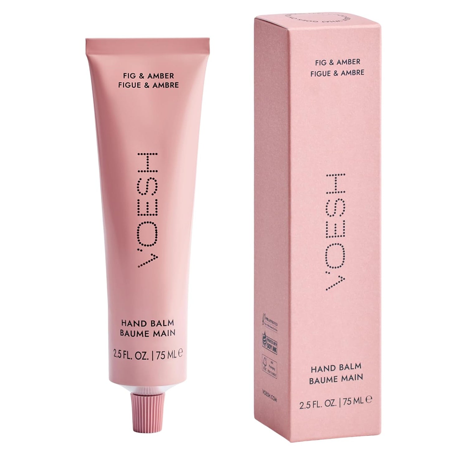 VOESH Vegan Hand Balm - Fig & Amber 2.5 oz | Non-Greasy K-Beauty Hand Cream for Dry Hands with Turmeric & Mango Butter