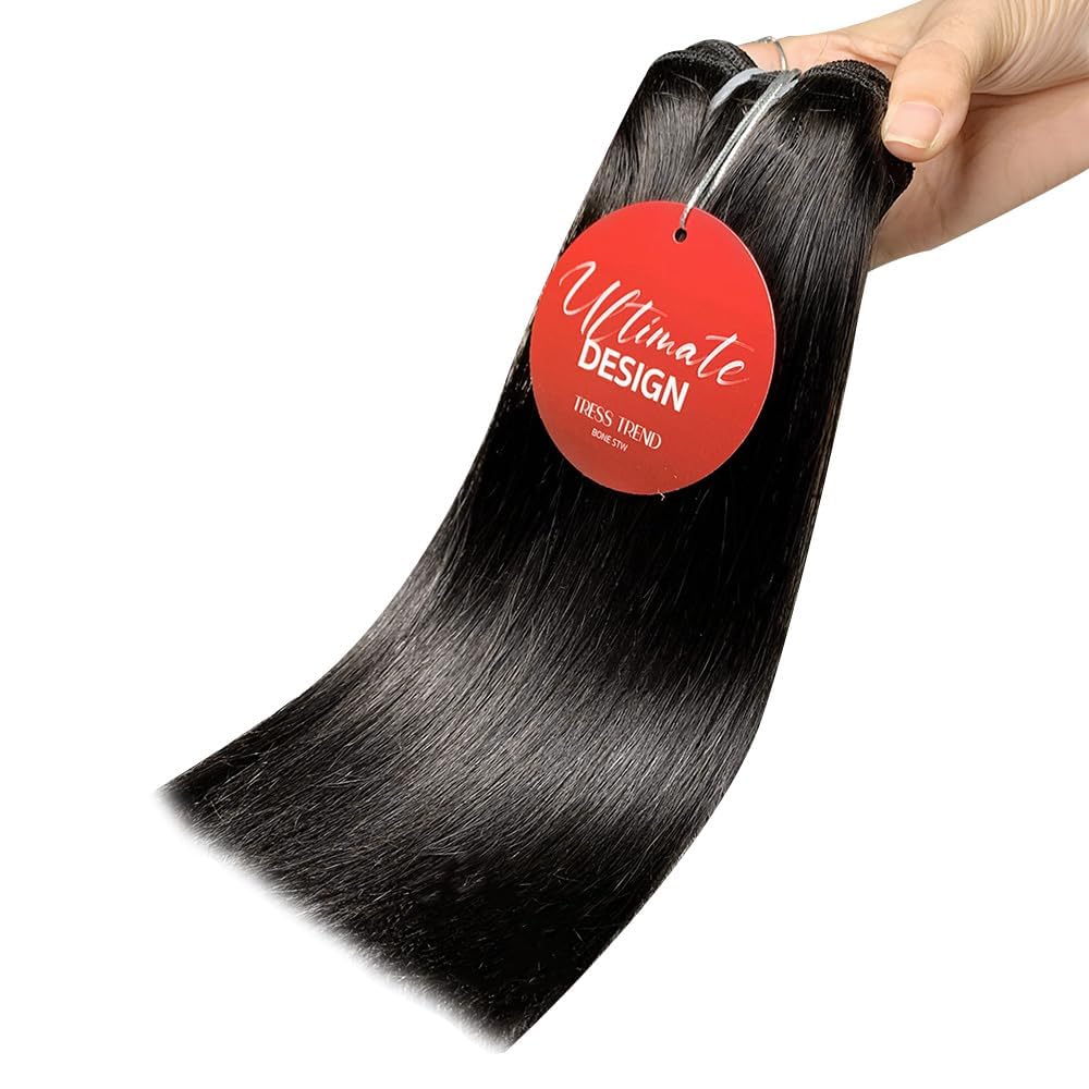 Silky Hair Raw Human Hair Single Bundle, Use Naturally Straight RAW Hair Stay Bone Straigh Silky Hair Keep Straight And Remains Soft Without Tangles 50g for Women (14 INCH)