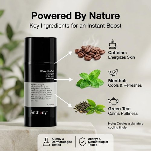 Anthony Wake Up Call Face Moisturizer - Anti-Puffiness & Refreshing Caffeine Formula, 3 Fl Oz