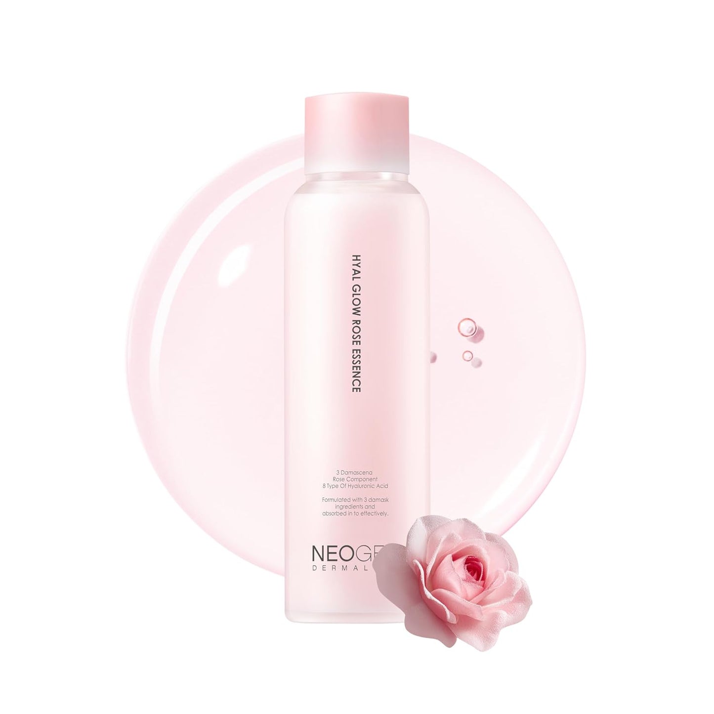 DERMALOGY by Neogen Hyal Glow Rose Essence - Hydrating Formula with 74% Damask Rose Water | 160ml / 5.41 oz