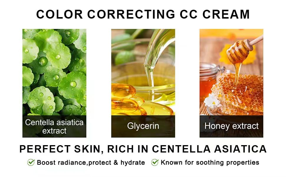 Skiennix Color Correcting CC Cream - Waterproof Foundation with SPF 25 & Centella Asiatica - 1.5 Oz (Dark)