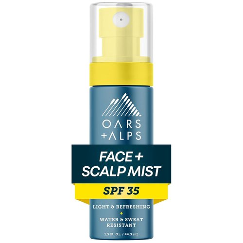 Oars + Alps Face & Scalp Sunscreen Spray Mist - SPF 35, Water & Sweat Resistant, Aloe Vera & Cucumber, 1.5oz