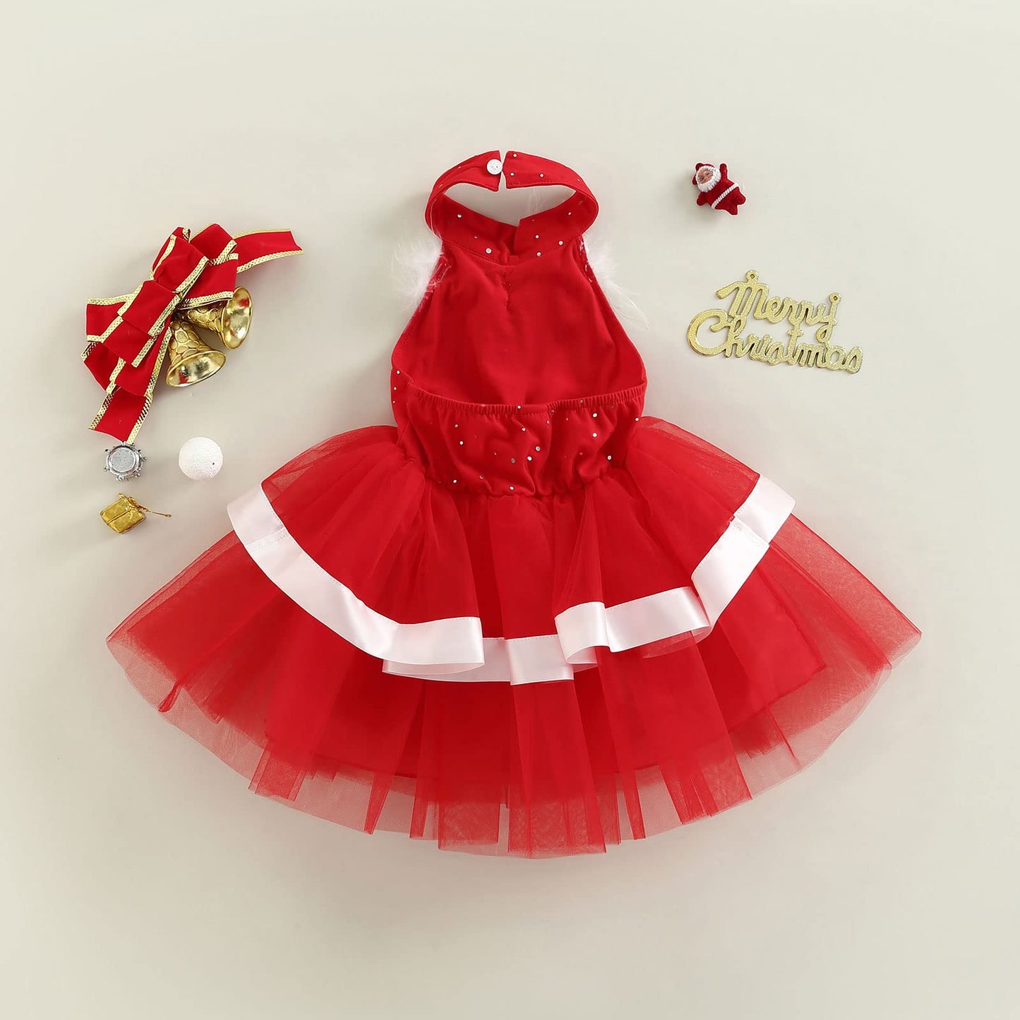 Baby Girls Christmas Dress Velvet Santa Claus Dress Long Sleeve Plush Xmas Princess Party Cosplay Costume Dress (U-Red, 2-3 Years)