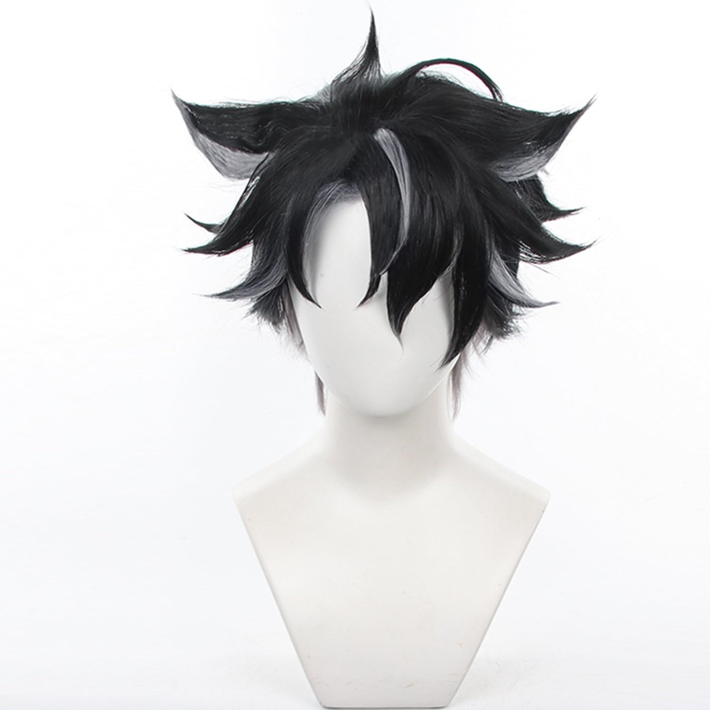 Wriothesley Wig Genshin Impact Fontaine Wrigley Cosplay Wig Black and Gray Short hair with Wig Cap for Man Comic Con, Anime Show, Halloween