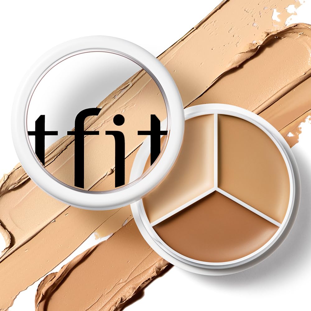 TFIT Multi-Use Pot Concealer - High-Pigmented Triple Palette | Full Coverage & Crease-Proof | 01 Neutral, 0.52 Oz