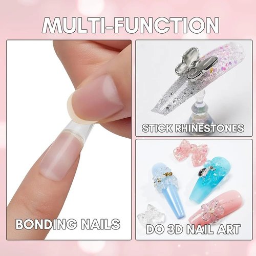 Curvlife Beauty Secrets Solid Nail Glue Gel for Press on Nails Soft Gel Nail Tips UV Cured Nail Glue 30g for Acrylic Nails Extension Fake Nail Bonding Gel Glue Decor Adhesive