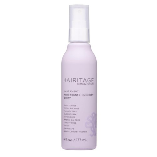 Hairitage Frizz Free + Anti-Humidity Heat Protectant Anti-Frizz Hair Treatment Spray, Hair Thermal Blowout Primer for Shine, Blow Dry Support Styling Mist, 6oz