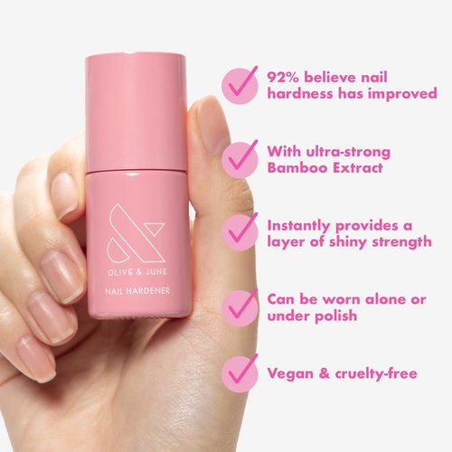 Olive & June Nail Hardener - Strengthens & Protects with Bamboo Extract | Vegan & Cruelty-Free | Easy Application