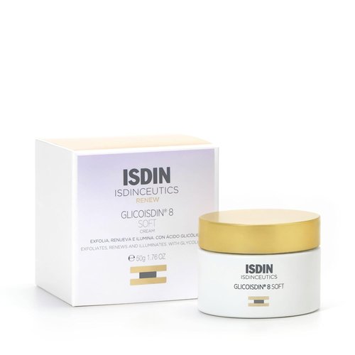 ISDIN Isdinceutics Glicoisdin 8 Soft Exfoliant Cream - 3.2% Glycolic Acid for Smooth Skin Texture | 1.76 OZ