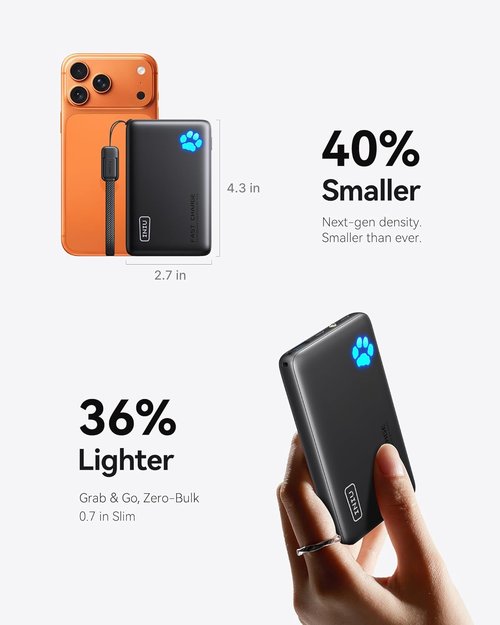 INIU Portable Charger - Ultra Slim 45W Fast Charging Power Bank | 10000mAh Battery Pack for Travel