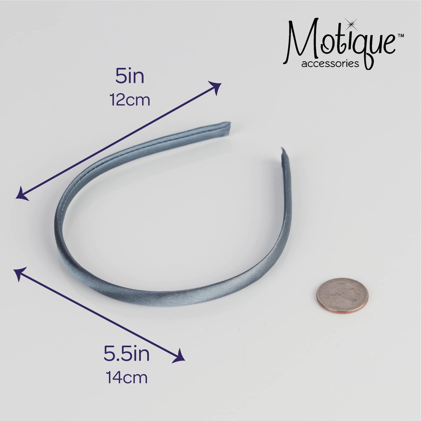 Motique Accessories Thin Headbands for Women Solid Satin 4 Pack - Blue Grey