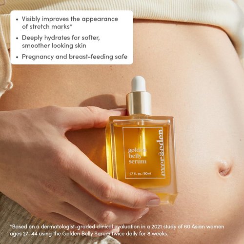 Evereden Golden Belly Serum - Clean & Vegan Pregnancy Oil for Stretch Marks | 1.7 fl oz Non-Toxic Maternity Skincare