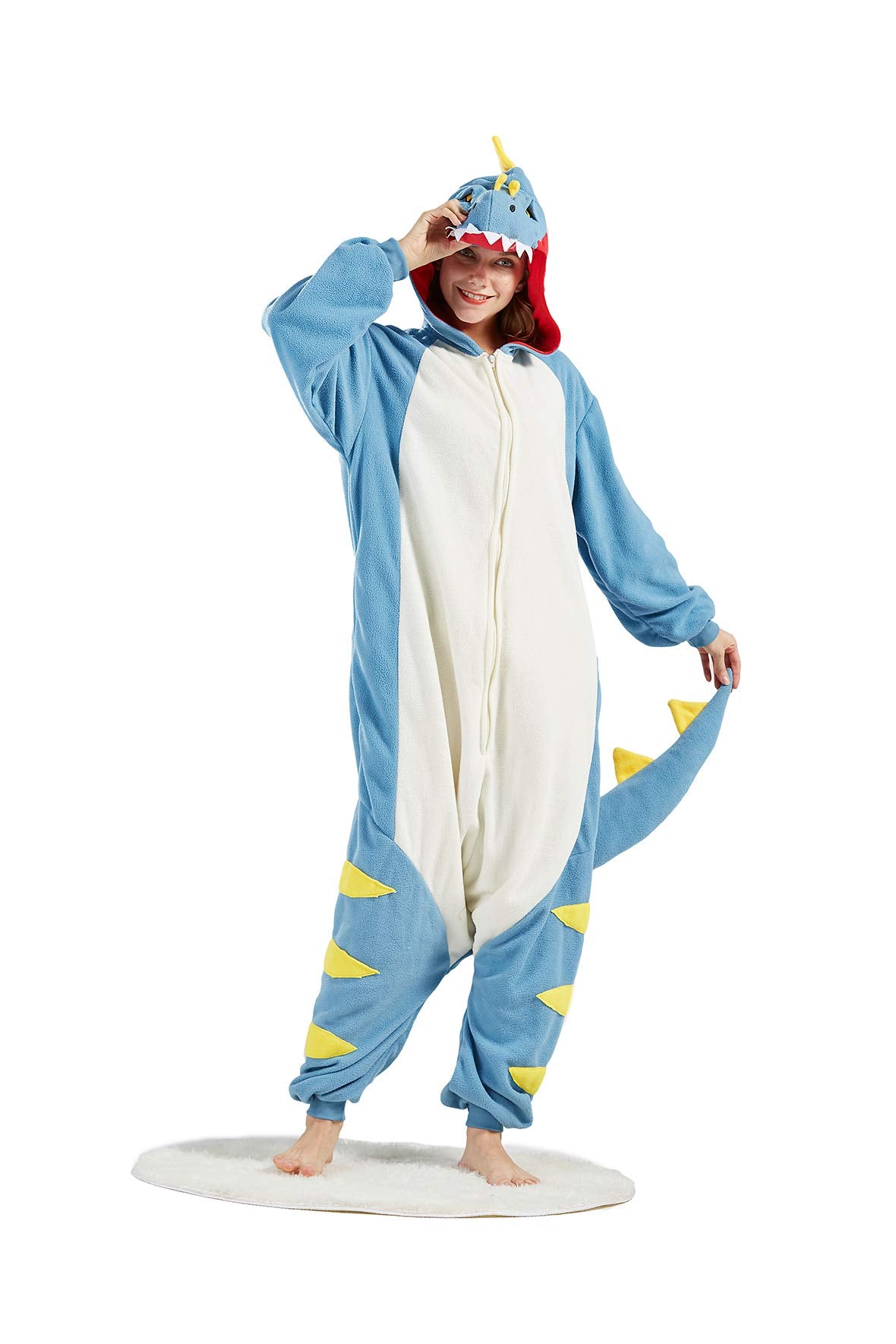 DarkCom Unisex Adult Animal Sleepwear Onesie Christmas Pajamas Cosplay Tyrannosaurus Homewear One Piece Unisex Sleepwear Small