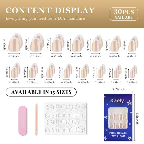 evpct French Tip Press On Nails Short Round Oval, Nude + Wihte Tips, Chrome Glazed Short Round Oval Fake False Press on Nails, Reusable Soft Gel Stick on nail Press ons with Nail Kit, Salon Quality