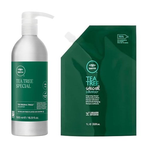 Paul Mitchell Tea Tree Special Shampoo - Deep Cleansing & Refreshing for Oily Hair | 16.9 oz Bottle + 33.8 oz Refill Pouch